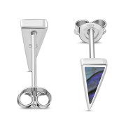 Black Onyx Triangle Sterling Silver Stud Earrings, e312